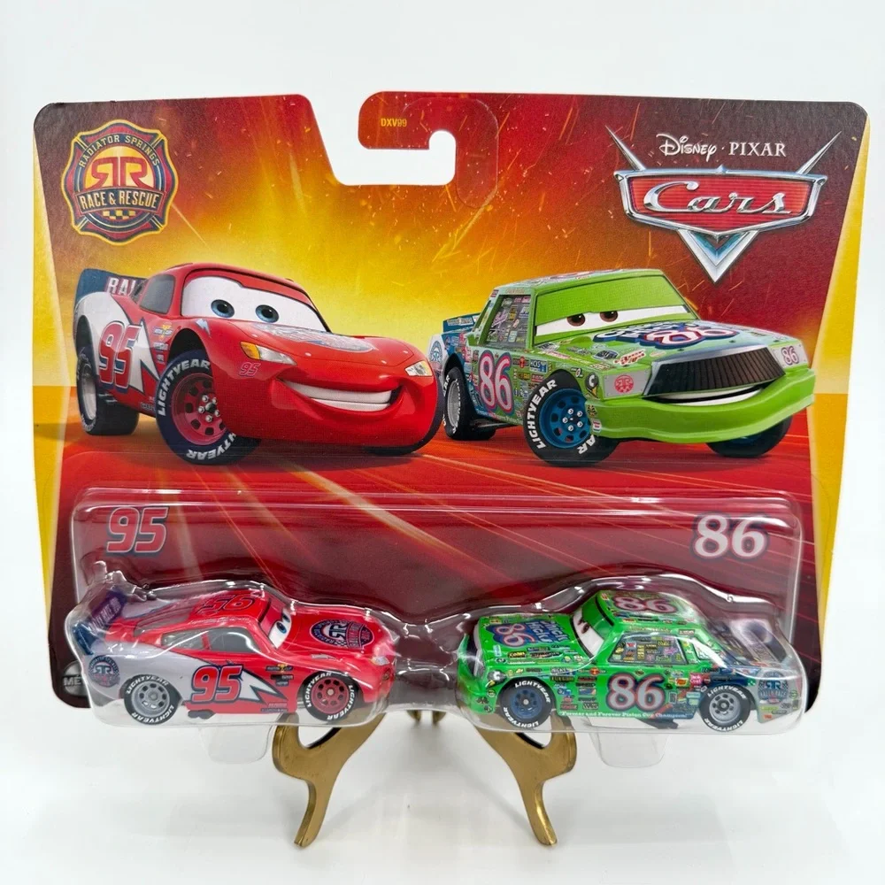 Disney Pixar Cars Race & Rescue 2 Pk Lightning McQueen Chick Hicks Die Cast New - Picture 1 of 9